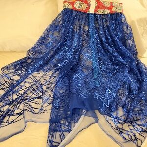 Blue sequined Sugar Skull skirt